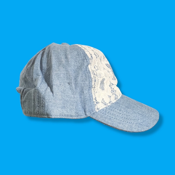 Adult Adjustable Baseball Cap - Denim & Lace - Picture 2 of 6